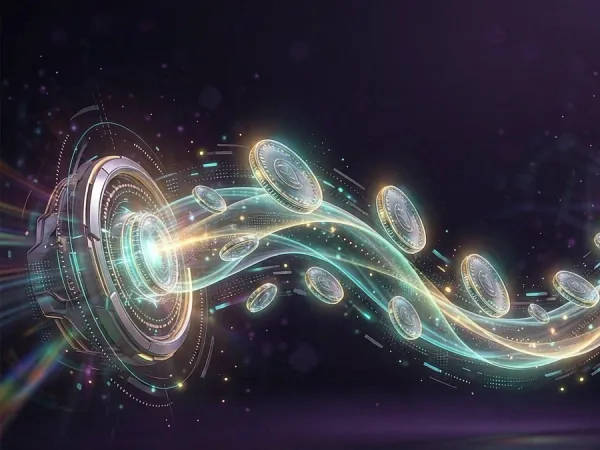 k1game + Glowing rings connected by curved streams of light